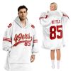 49ers 85 Kittle Football Blanket Hoodie 2