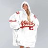 49ers 85 Kittle Football Blanket Hoodie 3