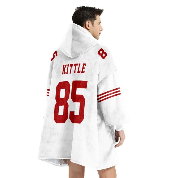 49ers 85 Kittle Football Blanket Hoodie 4