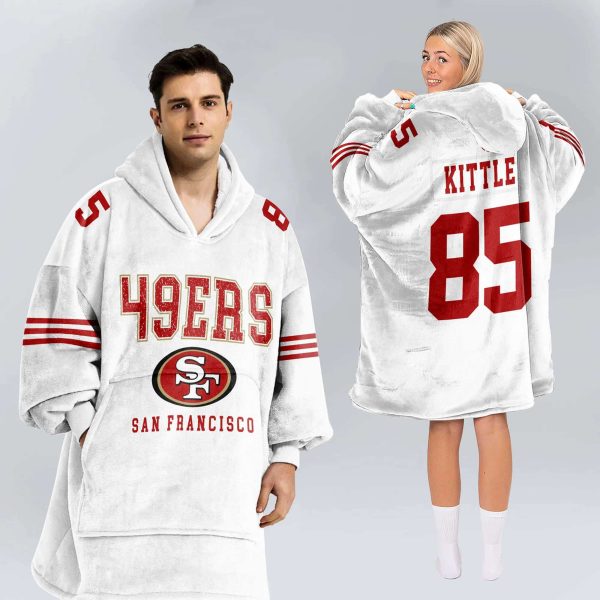 49ers 85 Kittle Unisex Blanket Hoodie 2