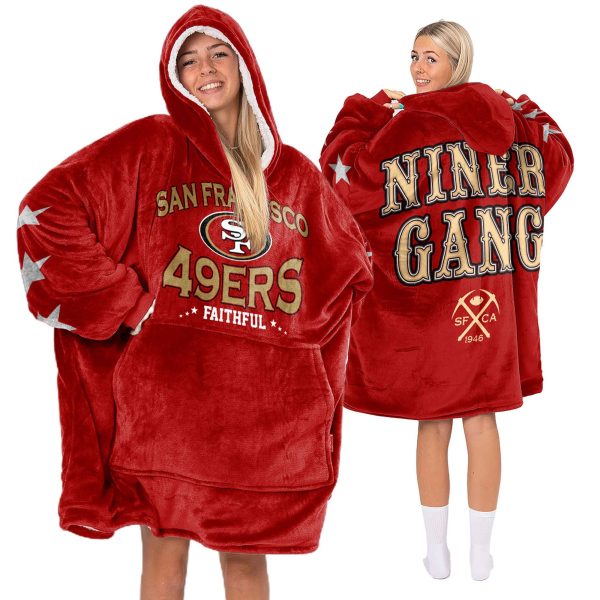 49ers Faithful Niner Gang Football Unisex Blanket Hoodie 2