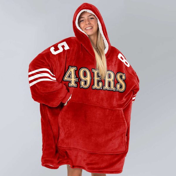 49ers Kittle 85 Football Blanket Hoodie 3