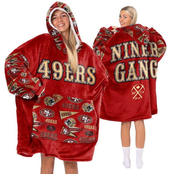 49ers Niner Gang Football Unisex Blanket Hoodie 3