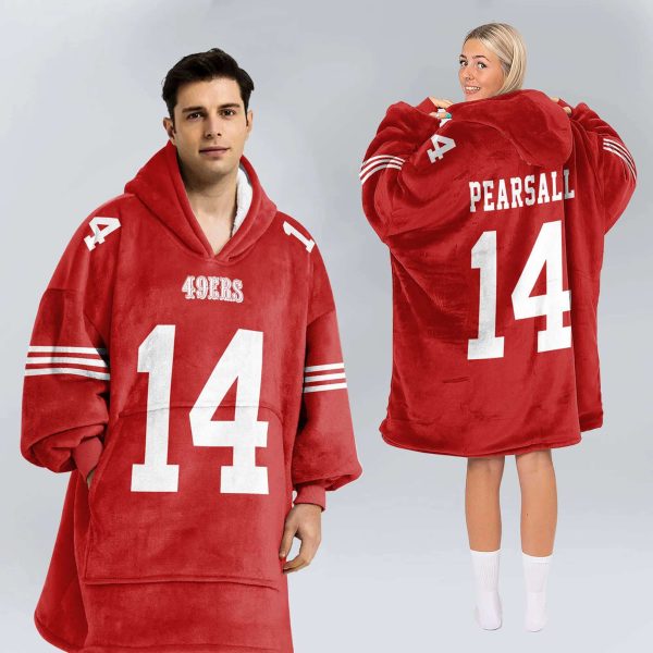 49ers Pearsall 14 Football Unisex Blanket Hoodie 2