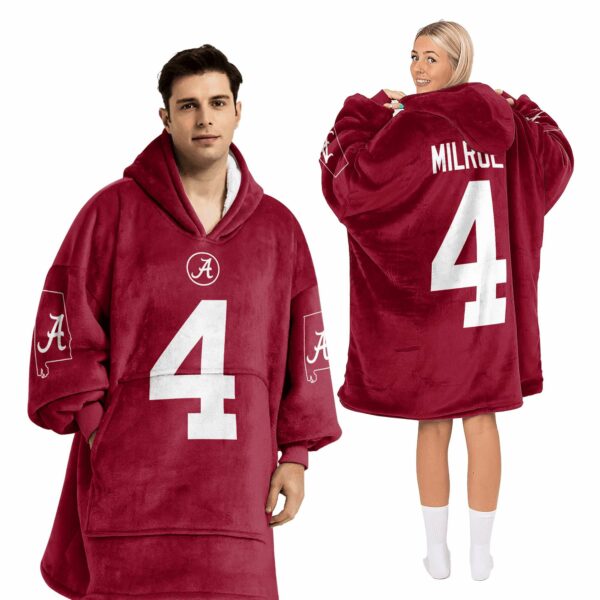 Alabama Milroe 4 Football Unisex Blanket Hoodie