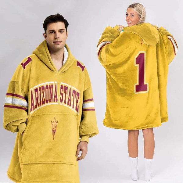 Arizona State 1 Football Unisex Blanket Hoodie 2