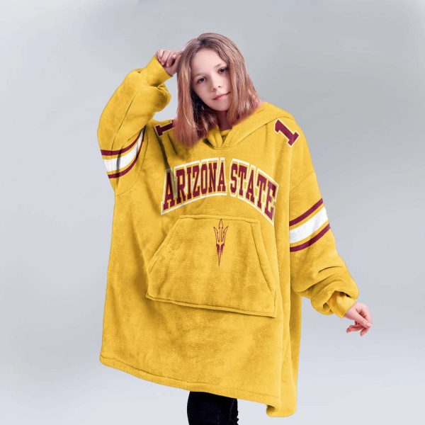 Arizona State 1 Football Unisex Blanket Hoodie 5