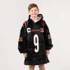 Captain Bengals Burrow 9 Football Unisex Blanket Hoodie