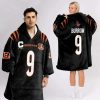 Captain Bengals Burrow 9 Football Unisex Blanket Hoodie