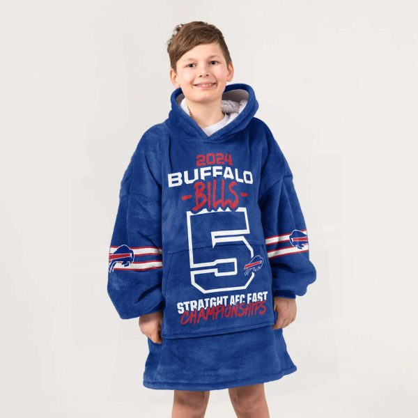 Bills 2024 5 Straight Afc Fast Championships Football Unisex Blanket Hoodie