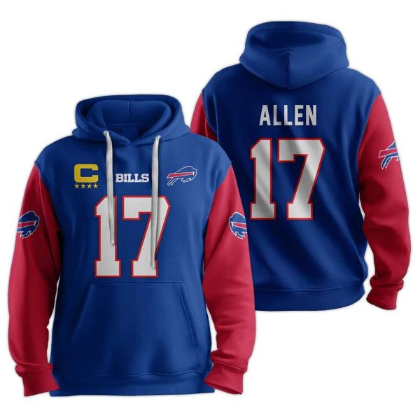 Bills Captain Allen 17 Football Hoodie 1