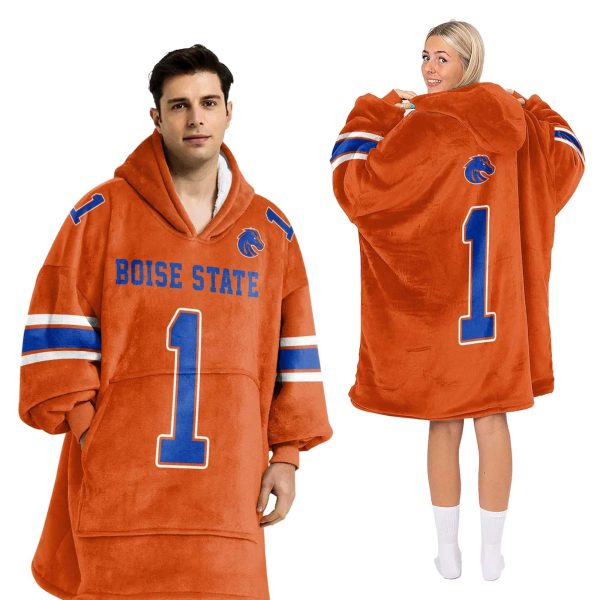 Boise State 1 Football Blanket Hoodie