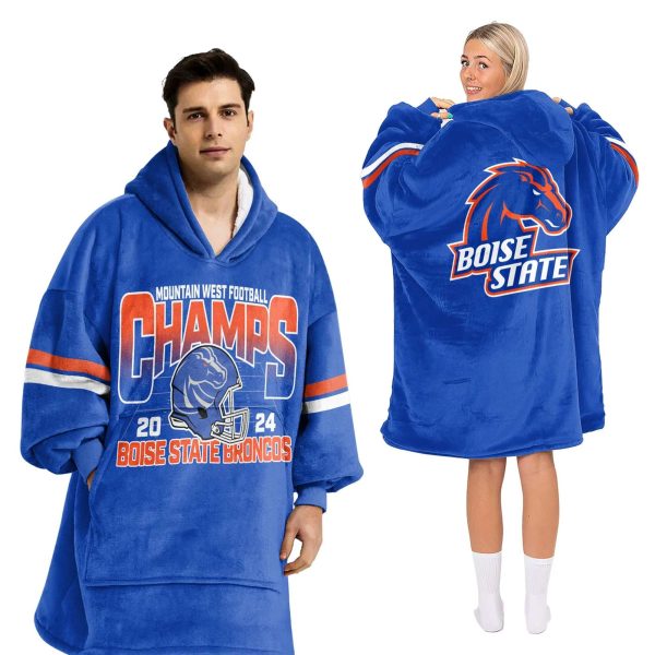 Boise State Mountain West Football Champs 2024 Football Unisex Blanket Hoodie 2