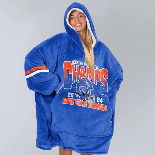 Boise State Mountain West Football Champs 2024 Football Unisex Blanket Hoodie 3