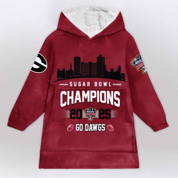 Bulldogs Sugar Bowl Champions 2025 Go Dawgs Football Unisex Blanket Hoodie 1