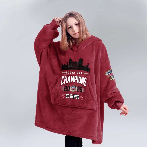 Bulldogs Sugar Bowl Champions 2025 Go Dawgs Football Unisex Blanket Hoodie 5