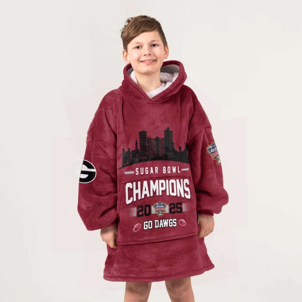 Bulldogs Sugar Bowl Champions 2025 Go Dawgs Football Unisex Blanket Hoodie