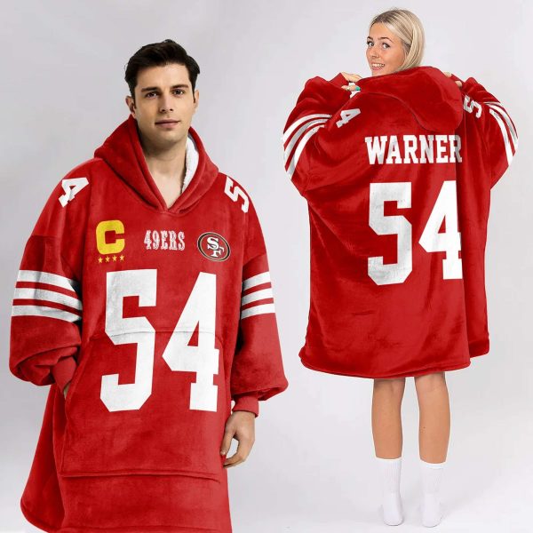 Captain 49ers Warner 54 Football Unisex Blanket Hoodie 2