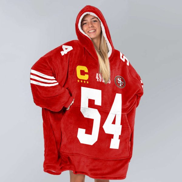 Captain 49ers Warner 54 Football Unisex Blanket Hoodie 3