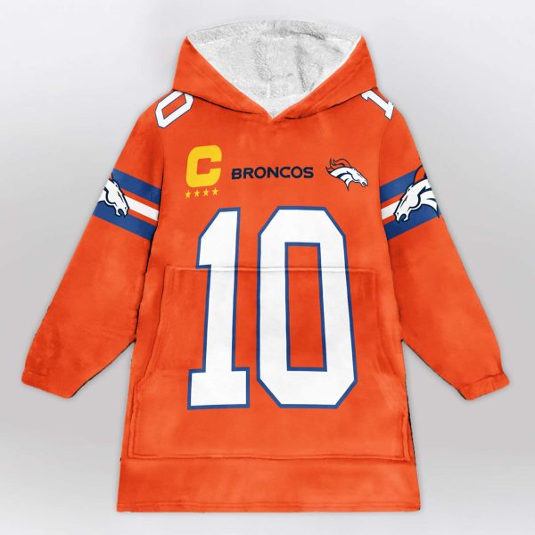 Captain Broncos Nix 10 Football Unisex Blanket Hoodie 1