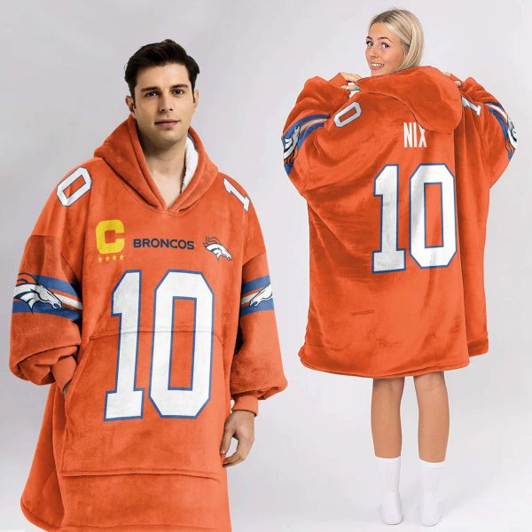 Captain Broncos Nix 10 Football Unisex Blanket Hoodie 2