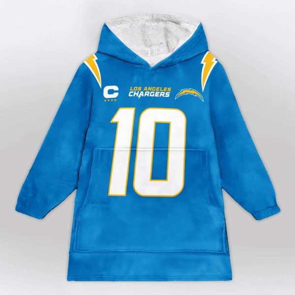 Captain Chargers Herbert 10 Football Unisex Blanket Hoodie 1