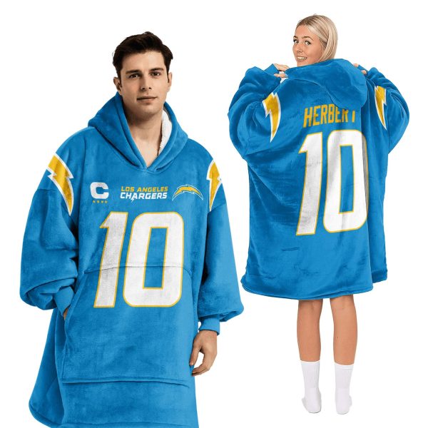 Captain Chargers Herbert 10 Football Unisex Blanket Hoodie 2