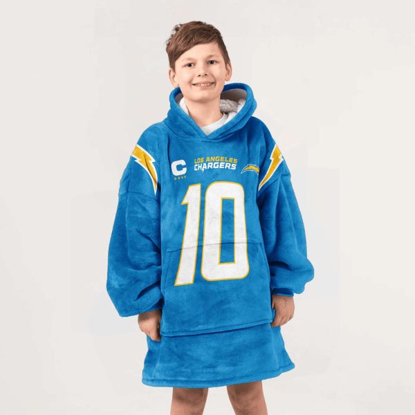 Captain Chargers Herbert 10 Football Unisex Blanket Hoodie