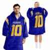 Chargers Herbert 10 Football Blanket Hoodie 2