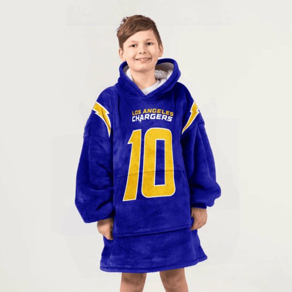 Chargers Herbert 10 Football Blanket Hoodie