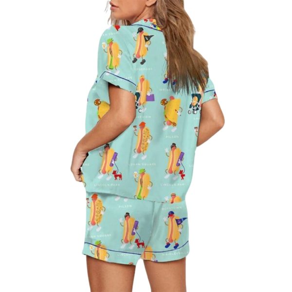 Chicago Map Dog Hot Dog Art Print Pajama Set 2