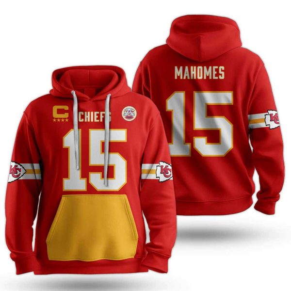 Chiefs Captain Mahomes 15 Football Hoodie 1