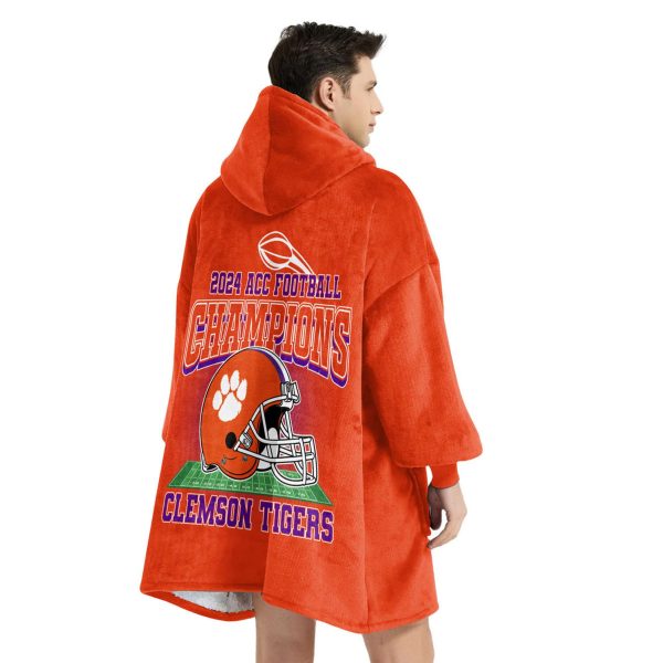 Clemson 2024 Acc Football Champions Unisex Blanket Hoodie 4