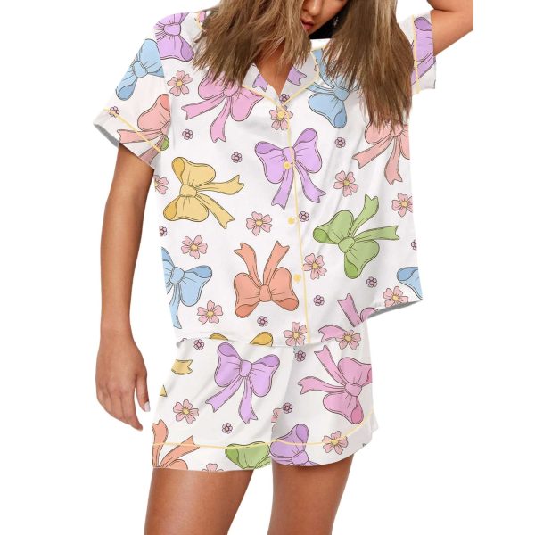 Colorful Bow Print Pajama Set