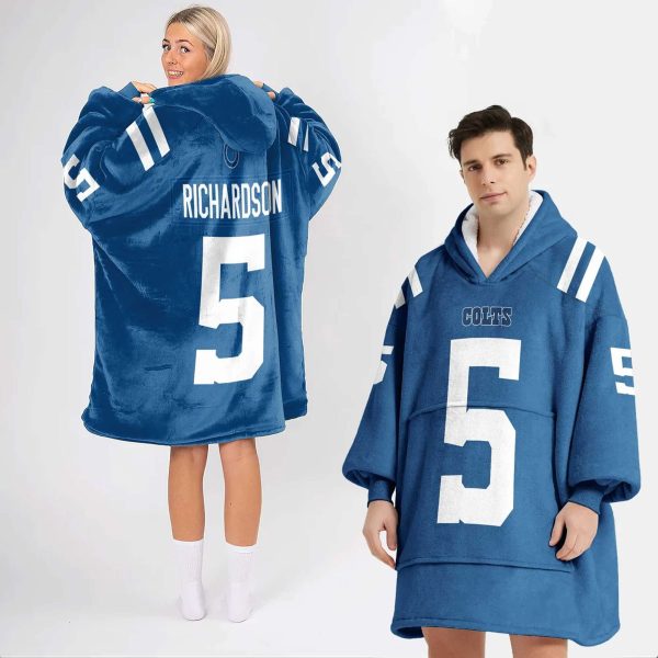 Colts Richardson 5 Football Unisex Blanket Hoodie 2