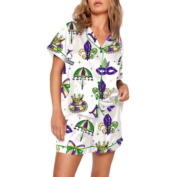 Coquette Mardi Gras Bow Pajama Set 1