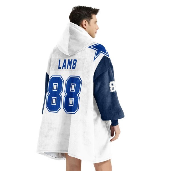 Cowboys Lamb 88 Football Blanket Hoodie 4