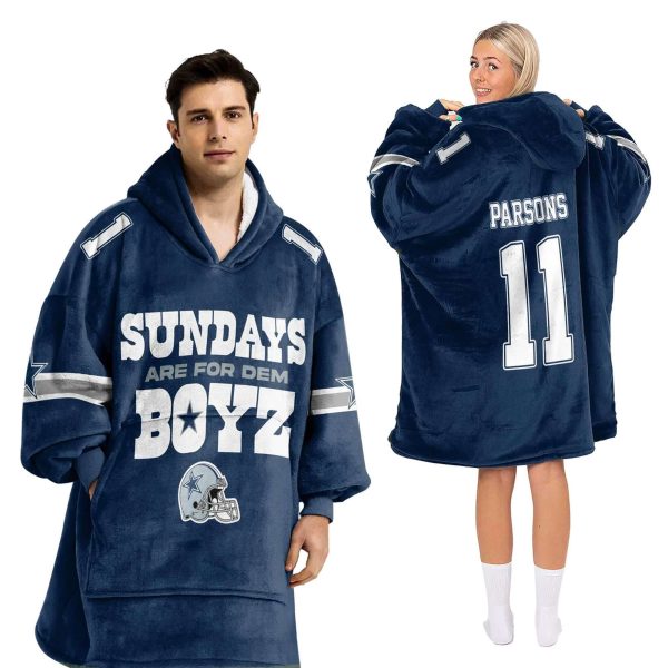 Cowboys Sundays Are For Dem Boyz Football Unisex Blanket Hoodie 2