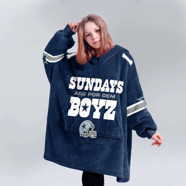 Cowboys Sundays Are For Dem Boyz Football Unisex Blanket Hoodie 5