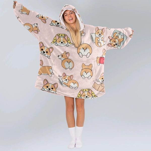 Cute Kawaii Corgi Blanket Hoodie 1