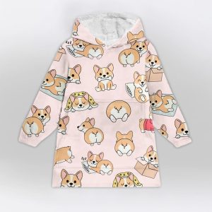 Cute Kawaii Corgi Blanket Hoodie