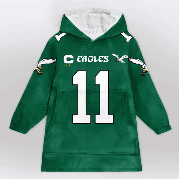 Eagles Captain Brown 11 Football Unisex Blanket Hoodie 1