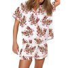 Floral Chicken Valentine Print Pajama Set