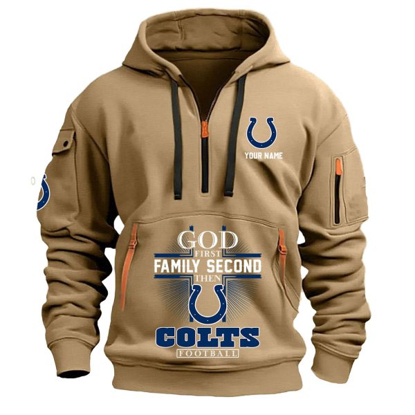 God First Family Second Then Colts Football Quarter Zip Hoodie