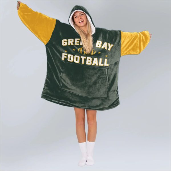 Green Bay Football Blanket Hoodie 1