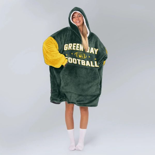 Green Bay Football Blanket Hoodie 2