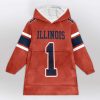 Illinois 1 Football Unisex Blanket Hoodie 1