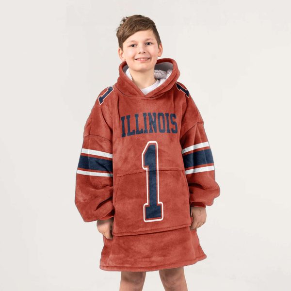 Illinois 1 Football Unisex Blanket Hoodie