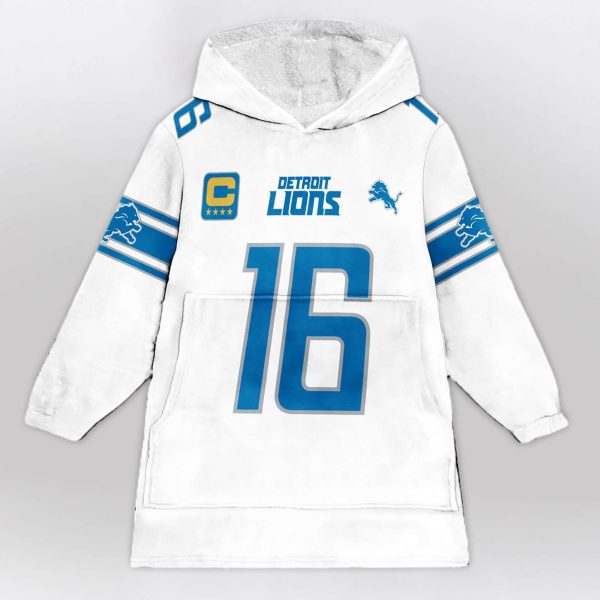 Lions Captain Goff 16 Football Unisex Blanket Hoodie 1