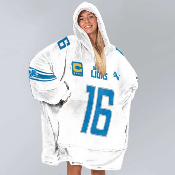 Lions Captain Goff 16 Football Unisex Blanket Hoodie 3